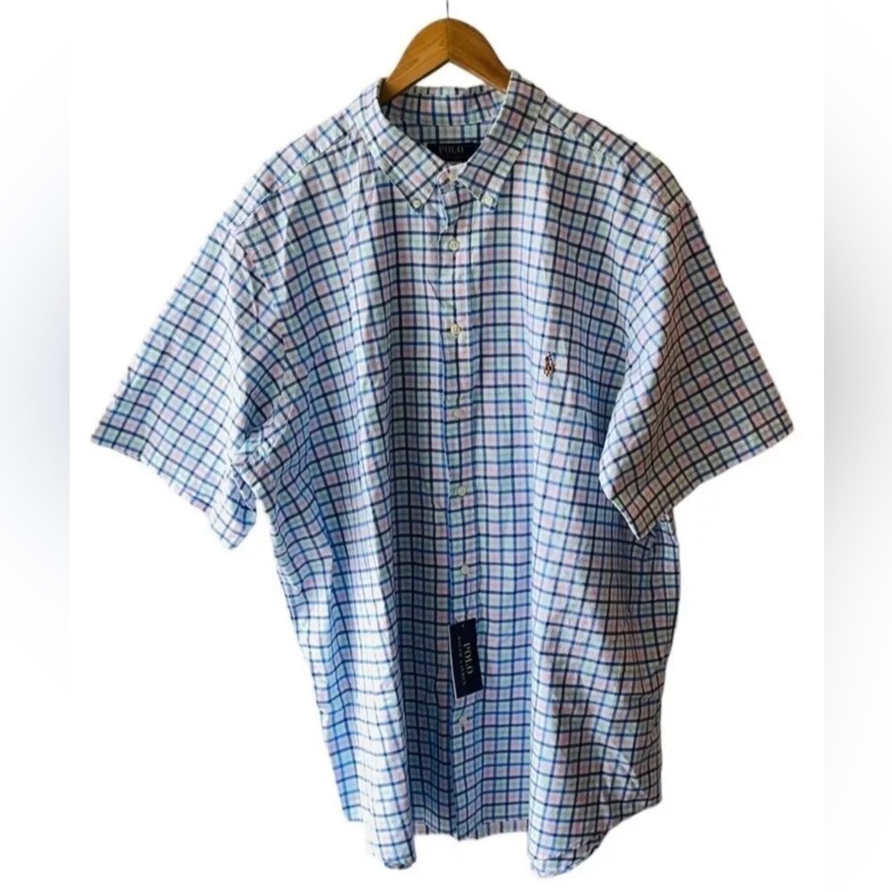 Polo Ralph Lauren Pastel Plaid Short Sleeve Button Front Shirt